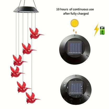 Solar-Powered Cardinal Bird Bell Lights for Garden & Patio-2