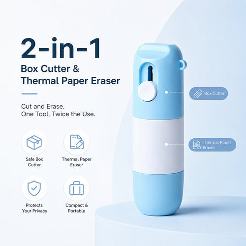 🔥2-in-1 Box Cutter & Thermal Paper Eraser