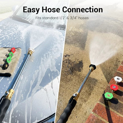 High-Pressure Water Gun -3 Nozzles,Rustproof Aluminium Alloy,Effortless Deep Cleaning