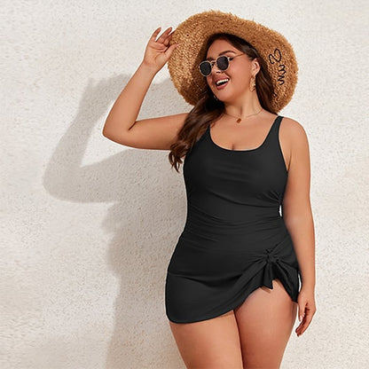✨This Week's Special Price - 👗Women's Tummy Control Slim Fit Plus Size One Piece Swimsuit With Skirt