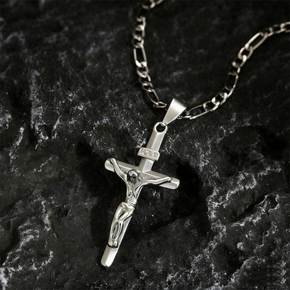 ⏳Time-Limited Special⏰Gold Crucifix Necklace – Detailed INRI Motif, Adjustable Figaro Chain & Hypoallergenic Finish 💛
