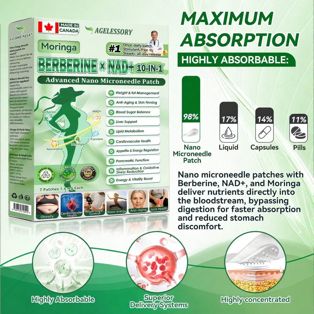 💖💖 AGELESSORY® 𝙈𝒐𝒓𝒊𝒏𝒈𝗮 · 𝗕𝗲𝗿𝗯𝐞𝐫𝐢𝐧𝙚 × 𝙉𝑨𝑫+ 𝟏𝟎-𝙞𝙣-𝟏 𝘼𝒅𝒗𝒂𝒏𝒄𝒆𝐝 𝐍𝐚𝐧𝙤 𝙈𝙞𝙘𝙧𝙤𝙣𝒆𝒆𝒅𝒍𝐞 𝐏𝐚𝐭𝙘𝙝(𝐉𝐮𝐬𝐭 𝐨𝐧𝐜𝐞 𝐚 𝐝𝐚𝐲, 𝐯𝐢𝐬𝐢𝐛𝐥𝐞 𝐜𝐡𝐚𝐧𝐠𝐞𝐬 𝐢𝐧 𝟕 𝐝𝐚𝐲𝐬） ✅ 𝐅𝐨𝐫 𝐨𝐛𝐞𝐬𝐢𝐭𝐲, 🅛🅞🅞🅢🅔 🅢🅚🅘🅝,𝐝𝐢𝐚𝐛𝐞𝐭𝐞𝐬, 𝐬𝐥𝐞𝐞𝐩 𝐚𝐩𝐧𝐞𝐚, 𝐣𝐨𝐢𝐧𝐭 𝐢𝐬𝐬𝐮𝐞𝐬, 𝐚𝐧𝐝 𝐦𝐨𝐫𝐞🗽