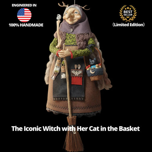✨ Limited Edition: Handmade Kitchen Witch & Cat 3D Figurine – Only 100 🧙‍♀️🐈‍⬛